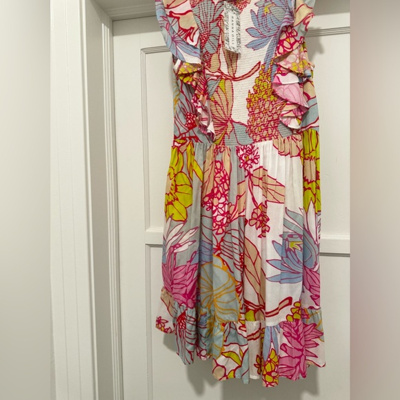 Ranna Gill Floral Smocked Ruffle Dress Size S - Picture 6 of 6